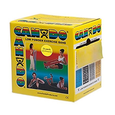Cando International 25 Yard Low Powder Exercise Band Roll, Yellow - X-Light CanDo-10-5271